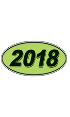 Oval Windshield Year Stickers- Black/Neon Green - "2018"