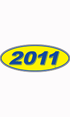 Oval Windshield Year Stickers - Blue/Yellow - "2011"