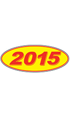 Oval Windshield Year Stickers - Red/Yellow - "2015"