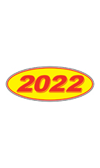 Oval Windshield Year Stickers - Red/Yellow - "2022"