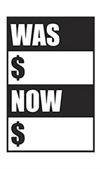 Quick Sale Stickers - Black - "Was Now"