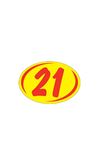 Oval 2-Digit Year Stickers - Red/Yellow - "21"