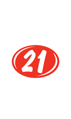 Oval 2-Digit Year Stickers - White/Red - "21"