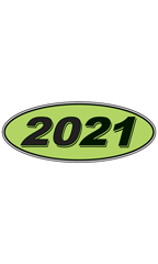 Oval Windshield Year Stickers - Black/Neon Green - "2021"
