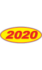 Oval Windshield Year Stickers - Red/Yellow - "2020"