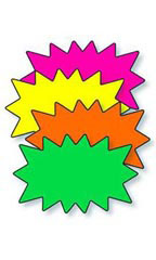 3 sizes Sale Price Starburst Neon 4 Different Color Cards Sale Signs Regular