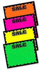 Small Colored Sale Single-Sided Sign Cards