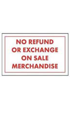 No Refund Or Exchange On Sale Merchandise Policy Sign Card