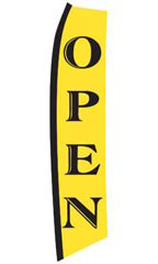 Yellow, Black "Open" Wave Flag