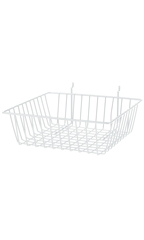 12 x 12 x 4 inch White Mini Wire Grid Basket for Slatwall or Pegboard