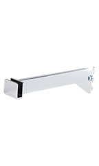 12 inch Chrome Dimensional Hangrail Bracket for Slotted Standard - ½ inch slots 1 inch on center