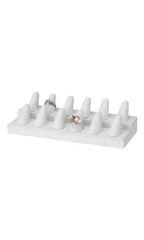 12-Finger White Faux Leather Ring Display