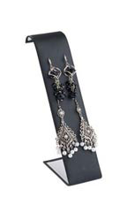 Tall Black Faux Leather Earring Display