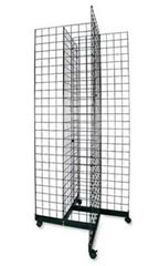Black 4-Way Wire Grid Tower with Base and Casters