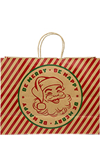 Large Be Happy, Be Merry Santa Paper Shopping Bags - Case of 100