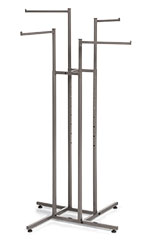 Boutique Raw Steel 4-Way Clothing Rack with Straight Arms