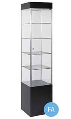 Square Black Metal Framed Tower Display Case with Light