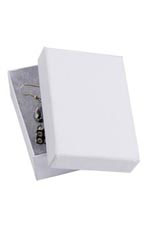 3 1/16 x 2 1/8 x 1 inch Cotton Filled White Kraft Jewelry Boxes