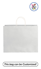 Large White on Kraft Premium Folded Top Paper Bags