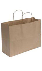 Large Natural Kraft Paper Shopping Bags - Case of 250