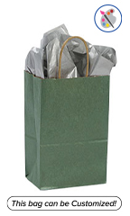 Small Metallic Sage Paper Shopping Bags - Case of 100