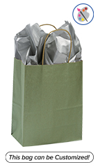 Medium Metallic Sage Paper Shopping Bags - Case of 100