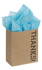 Medium Kraft Thanks! Paper Shopping Bags - Case of 100