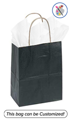 Medium Black Paper Shopping Bags - Case of 100
