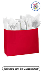 Large Glossy Red Paper Shopping Bags - Case of 100