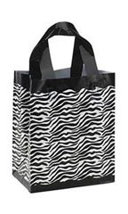 8 x 5 x 10 inch Medium Zebra Frosted Plastic Shopping Bags - Case of 100