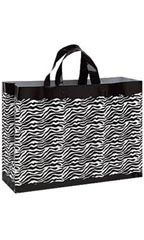 16 x 6 x 12 inch Zebra Frosted Plastic Shopping Bags - Case of 100