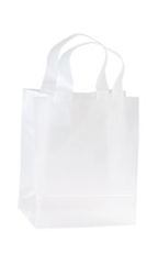 Medium Clear Frosted Plastic Shopping Bags - Case of 100