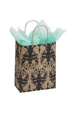 Medium Distressed Damask Paper Shopping Bags - Case of 100