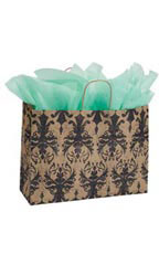 Large Distressed Damask Paper Shopping Bags - Case of 100