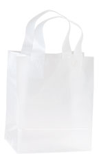 Medium Clear Frosted Plastic Shopping Bags - Case of 25