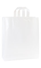 Jumbo Clear Frosted Plastic Shopping Bags - Case of 25