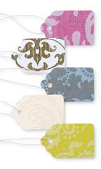 Boutique Strung Colorful Damask Paper Price Tag Assortment