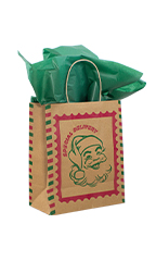 Medium Santa Stamp Paper Shopping Bags - Case of 25
