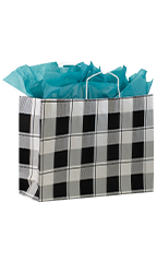 Large Buffalo Check Paper Shopping Bags - Case of 100
