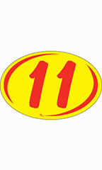 Oval 2-Digit Year Stickers - Red/Yellow - "11"