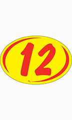 Oval 2-Digit Year Stickers - Red/Yellow - "12"