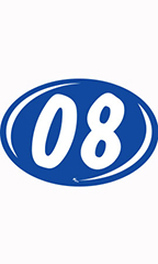 Oval 2-Digit Year Stickers - White/Blue - "08"