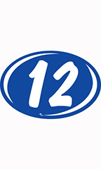 Oval 2-Digit Year Stickers - White/Blue - "12"