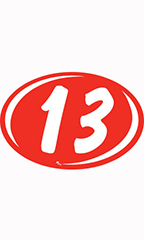 Oval 2-Digit Year Stickers - White/Red - "13"