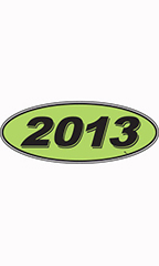Oval Windshield Year Stickers - Black/Neon Green - "2013"