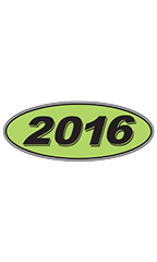 Oval Windshield Year Stickers - Black/Neon Green - "2016"