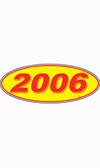 Oval Windshield Year Stickers - Red/Yellow - "2006"