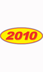 Oval Windshield Year Stickers - Red/Yellow - "2010"