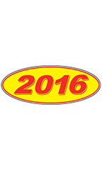 Oval Windshield Year Stickers - Red/Yellow - "2016"